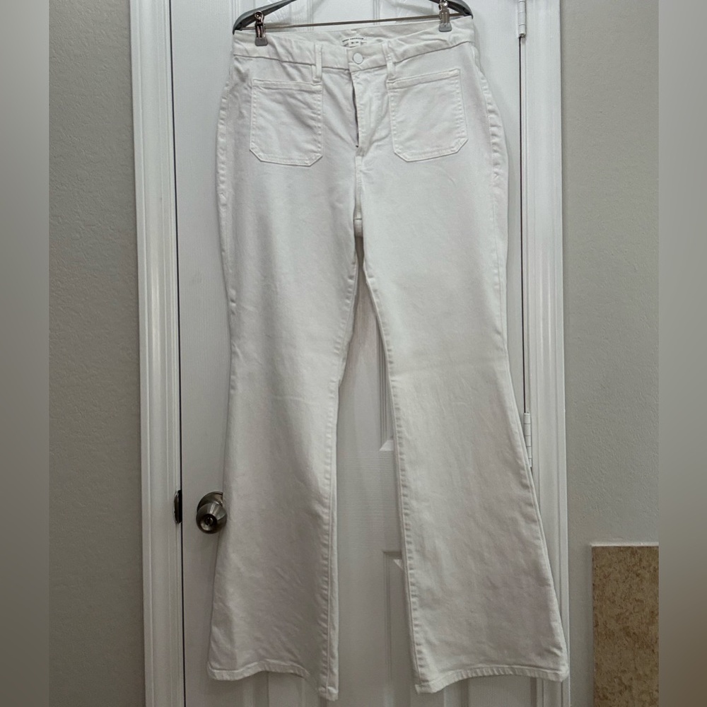 Good American Ivory Flared Jeans
